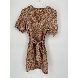 Faherty Ashley Linen Dress Bronze Riviera Floral Women's Size M